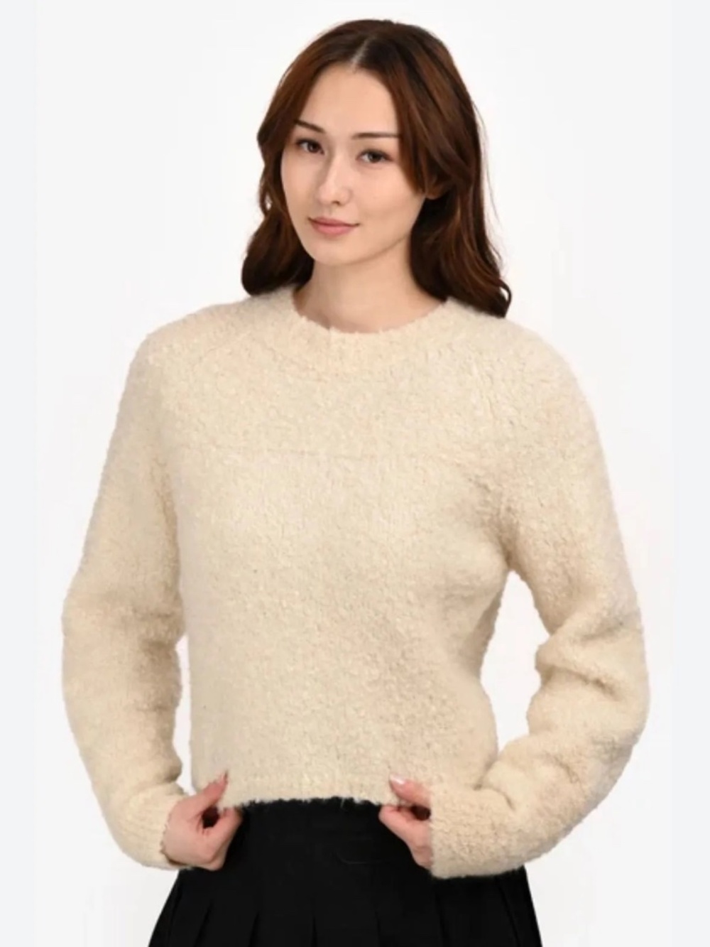 Isabel Marant Bouclé Fuzzy Knit Sweater Ivory Cream Size 36 US 4